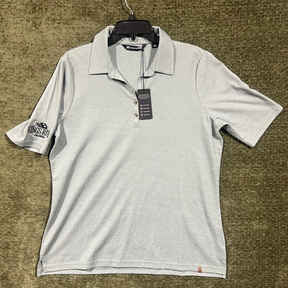 TravisMathew Sunsetters Polo Womens XL Green Heather Kings River Packing Logo
